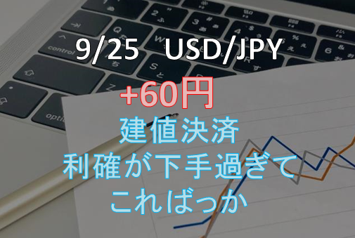 2020年9月25日(金)　USD/JPY ショート 建値決済+60円