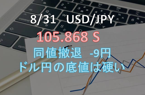 2020年8月31日(月)　USD/JPY 105.868S 同値撤退-9円